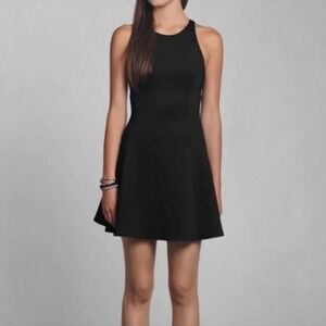 Abercrombie & Fitch Black Scuba Skater Dress Sleeveless Fit & Flare Mini Small